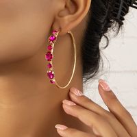 1 Pair Vintage Style Ethnic Style Color Block Plating Inlay Alloy Artificial Gemstones 14k Gold Plated Hoop Earrings sku image 1