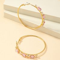 1 Pair Vintage Style Ethnic Style Color Block Plating Inlay Alloy Artificial Gemstones 14k Gold Plated Hoop Earrings main image 5