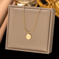 304 Stainless Steel 18K Gold Plated Vintage Style Simple Style Plating Letter Solid Color Necklace main image 1