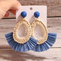 1 Pair Simple Style Artistic Water Droplets Braid Hollow Out Raffia Drop Earrings main image 6