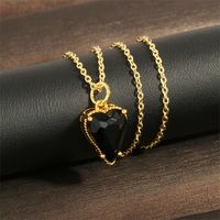 Elegant Sweet Heart Shape Copper Plating Inlay Zircon 18k Gold Plated Pendant Necklace main image 5