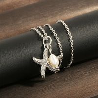 Retro Simple Style Starfish Freshwater Pearl Copper Plating 18k Gold Plated Pendant Necklace main image 4