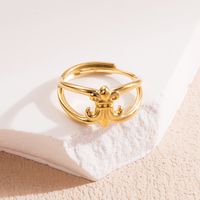 Wholesale Elegant Streetwear Leaves Heart Shape Snake Stainless Steel Titanium Steel Plating 18k Gold Plated Open Rings sku image 24