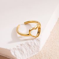 Wholesale Elegant Streetwear Leaves Heart Shape Snake Stainless Steel Titanium Steel Plating 18k Gold Plated Open Rings sku image 11