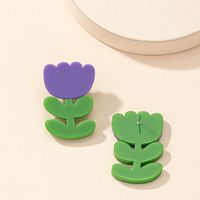 1 Pair Simple Style Commute Flower Patchwork Arylic Ear Studs main image 3