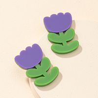 1 Pair Simple Style Commute Flower Patchwork Arylic Ear Studs main image 4