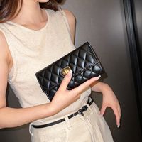 Women's Solid Color Pu Leather Lock Clasp Wallets main image 7