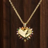 Vintage Style Simple Style Heart Shape Copper 18k Gold Plated Zircon Pendant Necklace In Bulk main image 7