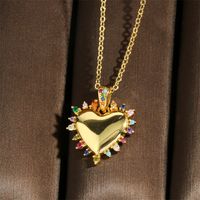 Vintage Style Simple Style Heart Shape Copper 18k Gold Plated Zircon Pendant Necklace In Bulk main image 5
