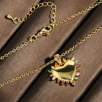 Vintage-stil Einfacher Stil Herzform Kupfer 18 Karat Vergoldet Zirkon Halskette Mit Anhänger In Masse main image 6