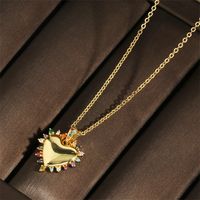 Vintage Style Simple Style Heart Shape Copper 18k Gold Plated Zircon Pendant Necklace In Bulk main image 4