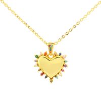 Vintage Style Simple Style Heart Shape Copper 18k Gold Plated Zircon Pendant Necklace In Bulk main image 3