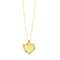 Vintage Style Simple Style Heart Shape Copper 18k Gold Plated Zircon Pendant Necklace In Bulk main image 2