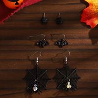 1 Set Vintage Style Funny Halloween Pattern Spider Web Alloy Dangling Earrings main image 5