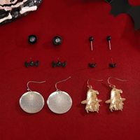 1 Set Vintage Style Funny Halloween Pattern Spider Web Alloy Dangling Earrings main image 4