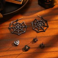 1 Set Vintage Style Funny Halloween Pattern Spider Web Alloy Dangling Earrings main image 3