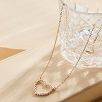 Sweet Simple Style Heart Shape Alloy Plating Inlay Artificial Pearls 14k Gold Plated Women's Necklace main image 6