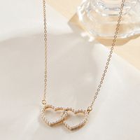 Sweet Simple Style Heart Shape Alloy Plating Inlay Artificial Pearls 14k Gold Plated Women's Necklace main image 8