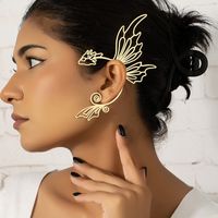 1 Piece Vintage Style Solid Color Butterfly Plating Alloy 14k Gold Plated Ear Hanging main image 1
