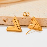 1 Pair IG Style Commute Letter Plating Hollow Out Stainless Steel 18K Gold Plated Ear Studs main image 2