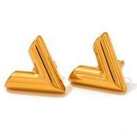 1 Pair IG Style Commute Letter Plating Hollow Out Stainless Steel 18K Gold Plated Ear Studs sku image 2
