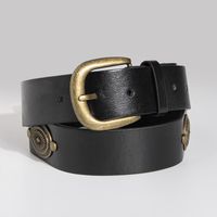 Retro Solid Color Imitation Leather Alloy Plating Women's Leather Belts sku image 3