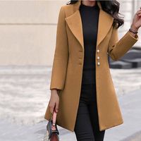 Women's Casual Vintage Style Solid Color Button Single Breasted Coat Woolen Coat main image 3