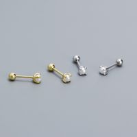 1 Pair Simple Style Geometric Solid Color Plating Inlay Sterling Silver Artificial Pearls Ear Studs main image 1