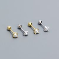 1 Pair Simple Style Geometric Solid Color Plating Inlay Sterling Silver Artificial Pearls Ear Studs main image 4