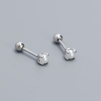 1 Paire Style Simple Géométrique Couleur Unie Placage Incruster Argent Sterling Perles Artificielles Boucles D'oreilles sku image 2