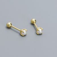 1 Pair Simple Style Geometric Solid Color Plating Inlay Sterling Silver Artificial Pearls Ear Studs sku image 1