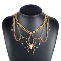 Wholesale Jewelry Gothic Vintage Style Exaggerated Spider Alloy Iron Chain Necklace sku image 1