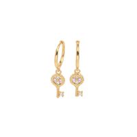 1 Pair Vintage Style Solid Color Key Inlay Sterling Silver Zircon White Gold Plated Gold Plated Drop Earrings main image 2