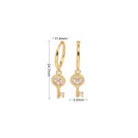 1 Pair Vintage Style Solid Color Key Inlay Sterling Silver Zircon White Gold Plated Gold Plated Drop Earrings sku image 2