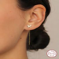 1 Pair Elegant Butterfly Plating Inlay Sterling Silver Zircon Drop Earrings main image 1