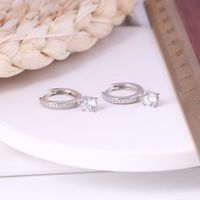 1 Pair Sweet Round Inlay Sterling Silver Gem Earrings main image 5