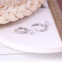 1 Pair Sweet Round Inlay Sterling Silver Gem Earrings main image 4