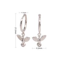 1 Pair Vintage Style Simple Style Bird Inlay Sterling Silver Zircon Drop Earrings sku image 1