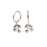 1 Pair Sweet Cherry Inlay Sterling Silver Zircon Drop Earrings sku image 1