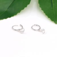 1 Pair Basic Fashion French Style Moon Inlay Sterling Silver Gem Earrings main image 3