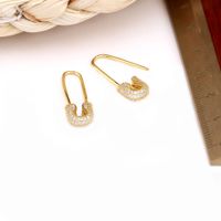 1 Pair Basic U Shape Inlay Sterling Silver Artificial Gemstones Earrings main image 3