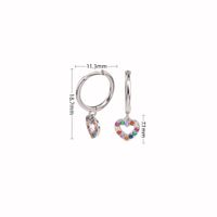 1 Pair Basic French Style Heart Shape Inlay Sterling Silver Gem Earrings sku image 1