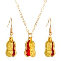 Vintage Style Simple Style Panda Heart Shape Peanut 14k Gold Plated Alloy Wholesale Earrings Necklace sku image 3
