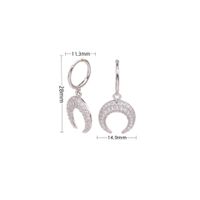 1 Pair French Style Moon Inlay Sterling Silver Gem Earrings sku image 1
