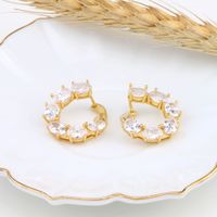 1 Pair Sweet Round Plating Inlay Sterling Silver Artificial Gemstones Earrings main image 4