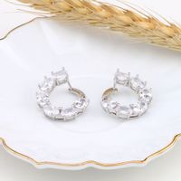 1 Pair Sweet Round Plating Inlay Sterling Silver Artificial Gemstones Earrings main image 3