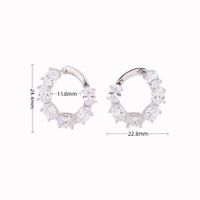 1 Pair Sweet Round Plating Inlay Sterling Silver Artificial Gemstones Earrings sku image 1