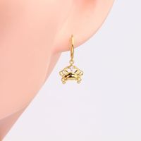 1 Pair Cute Funny Crab Inlay Sterling Silver Zircon Earrings main image 4