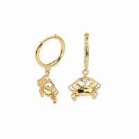 1 Pair Cute Funny Crab Inlay Sterling Silver Zircon Earrings main image 2