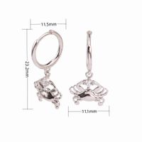 1 Pair Cute Funny Crab Inlay Sterling Silver Zircon Earrings sku image 1